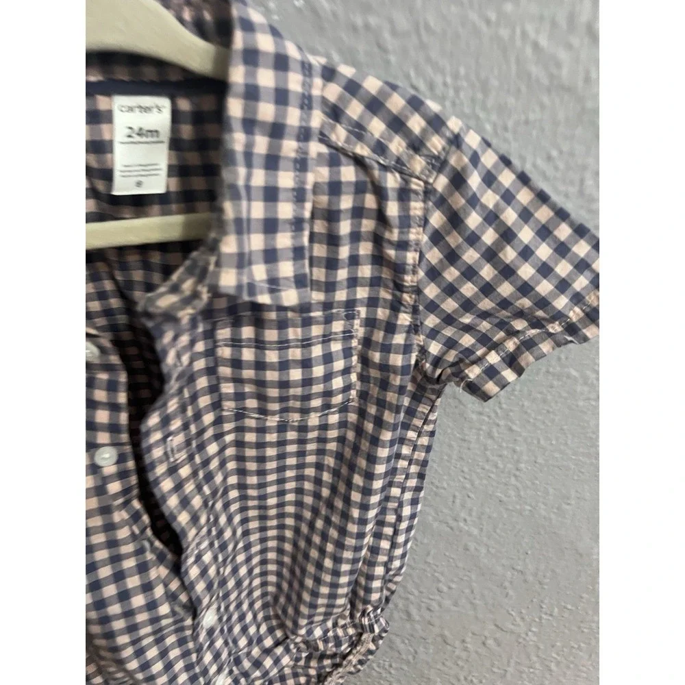 Girls Carters Blue Pink Plaid one piece size 18 months‎